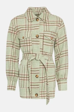 Hot Oasis Check Pocket Detail Overshirt Jacket Green