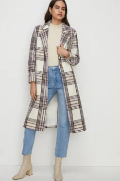 Outlet Oasis Check Single Breasted Relaxed Coat Purple