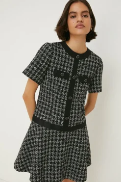 Best Oasis Check Tweed Flippy Mini Dress Black