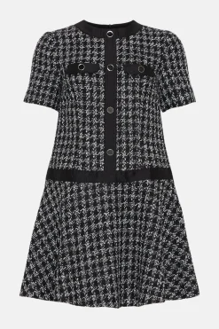 Best Oasis Check Tweed Flippy Mini Dress Black