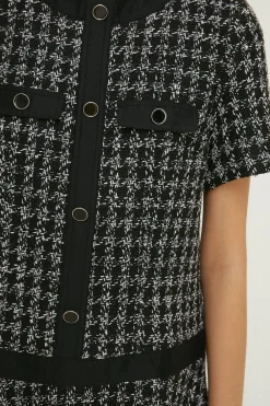 Best Oasis Check Tweed Flippy Mini Dress Black