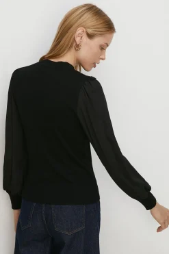 New Oasis Chemical Lace Woven Mix Jumper Black