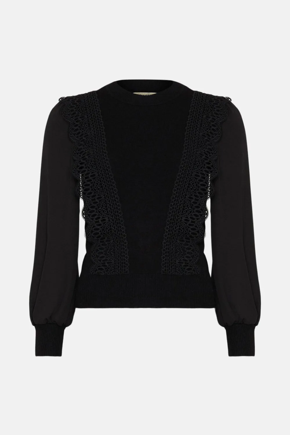 New Oasis Chemical Lace Woven Mix Jumper Black