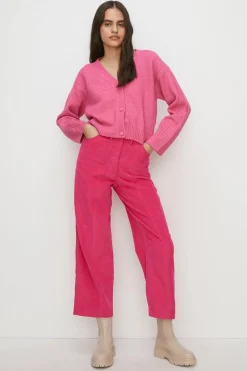 Fashion Oasis Chunky Cord Straight Leg Cord Trouser Pink