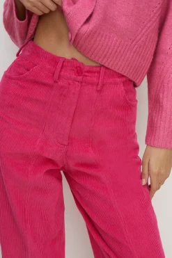 Fashion Oasis Chunky Cord Straight Leg Cord Trouser Pink