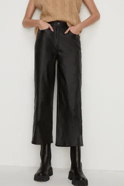 New Oasis Coated Denim Wide Leg Crop Jean Black