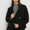 Fashion Oasis Collared Top Stitch Detail Short Coat Black