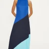 New Oasis Colour Block Halterneck Midi Dress Blue
