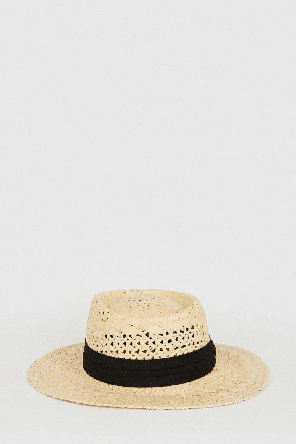Online Oasis Contrast Band Fedora Straw Hat Cream