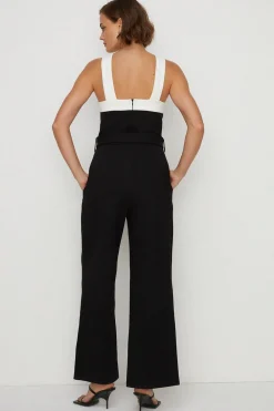 Discount Oasis Contrast Halter Neck Ponte Jumpsuit Black