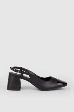 Online Oasis Contrast Toe Sling Back Court Shoes Black