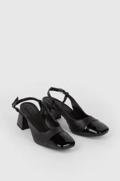Online Oasis Contrast Toe Sling Back Court Shoes Black