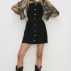 New Oasis Cord Dungaree Dress Black