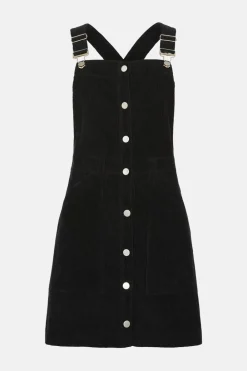 New Oasis Cord Dungaree Dress Black