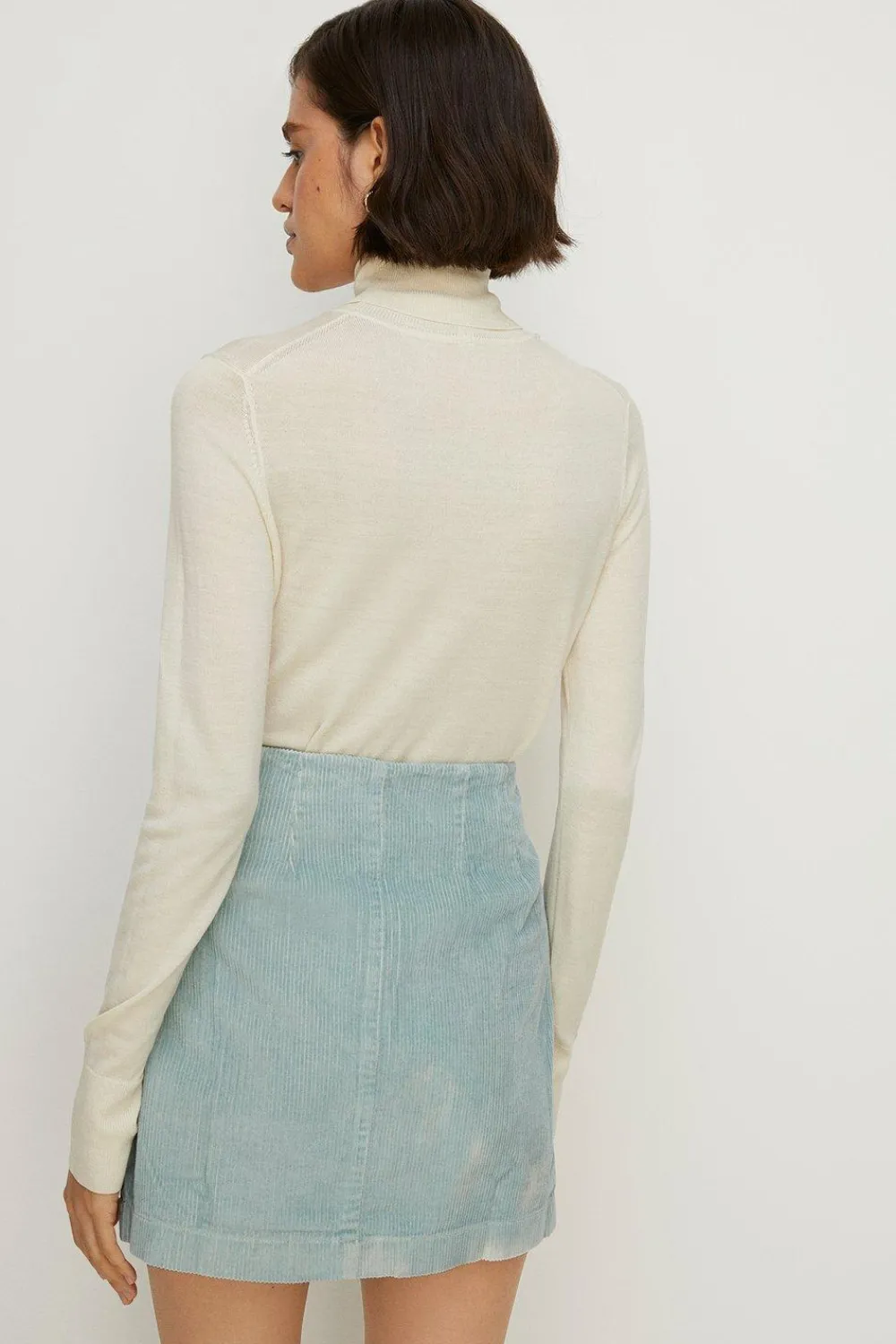 Fashion Oasis Cord High Waist Mini Skirt Teal