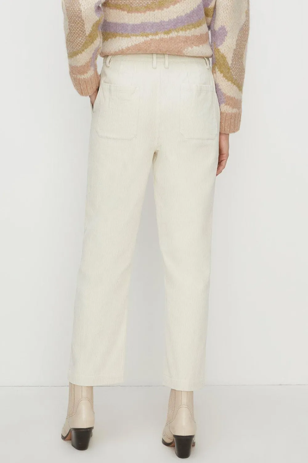 Fashion Oasis Cord Straight Leg Trouser Ecru