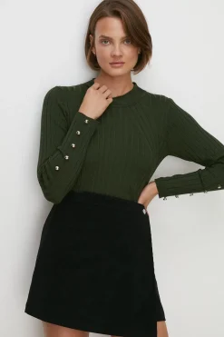 New Oasis Cord Wrap Skirt Khaki