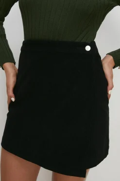 New Oasis Cord Wrap Skirt Khaki