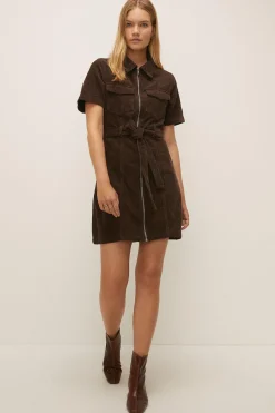 Best Oasis Cord Zip Through Shirt Dress Chocolate