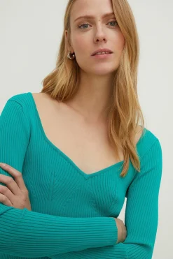 Fashion Oasis Corset Detail Rib Detail Jumper Magenta