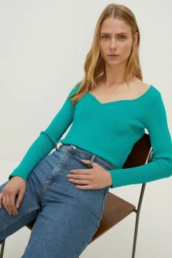 Fashion Oasis Corset Detail Rib Detail Jumper Magenta