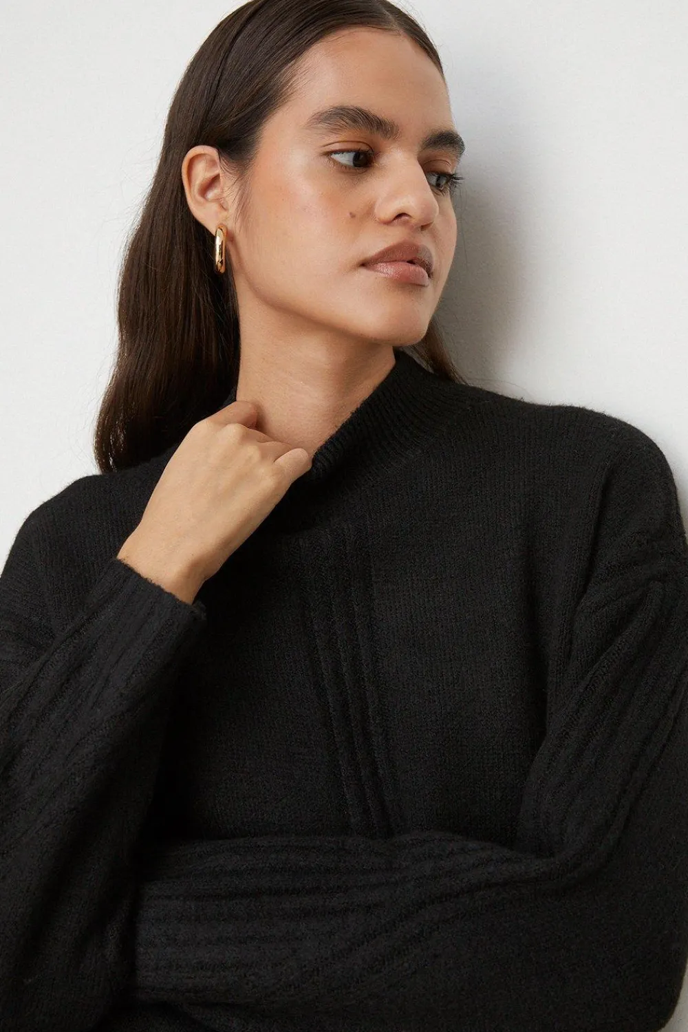Online Oasis Cosy Mock Neck Mini Jumper Dress Oatmeal