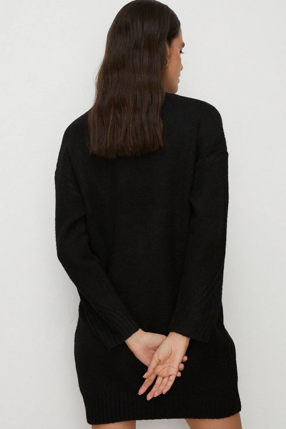 Online Oasis Cosy Mock Neck Mini Jumper Dress Oatmeal