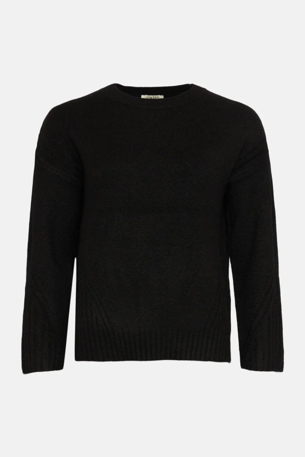 Clearance Oasis Cosy Rib Detail Crew Neck Jumper Black