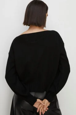 Best Oasis Cosy Slash Neck Jumper Black