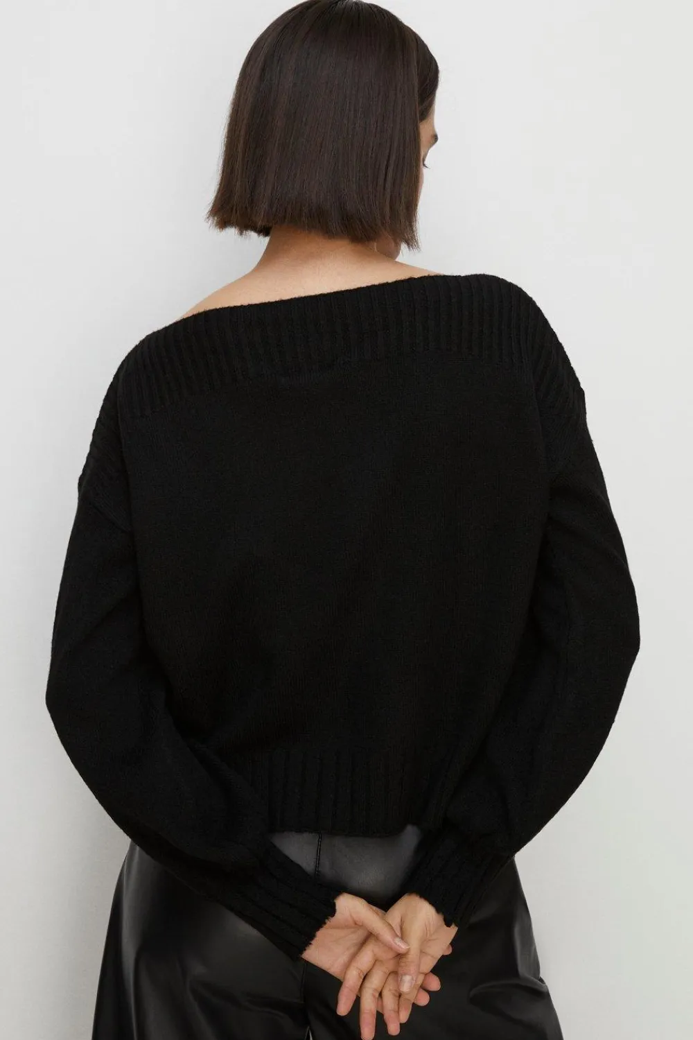Best Oasis Cosy Slash Neck Jumper Black