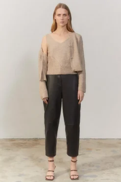 Hot Oasis Cosy Strappy Knitted Vest Oatmeal