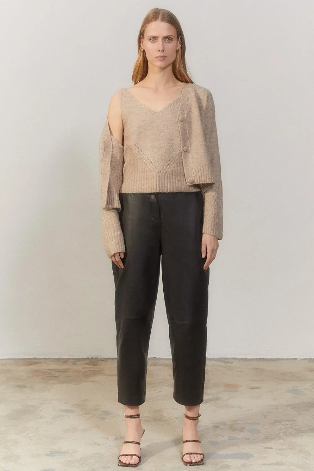 Hot Oasis Cosy Strappy Knitted Vest Oatmeal