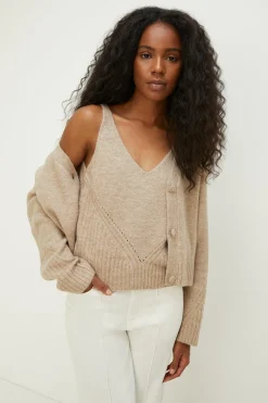 Hot Oasis Cosy Strappy Knitted Vest Oatmeal