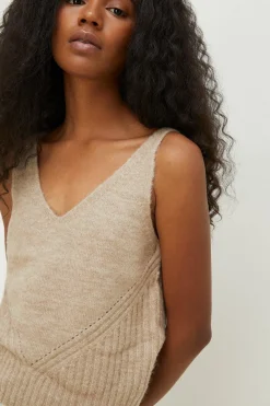 Hot Oasis Cosy Strappy Knitted Vest Oatmeal