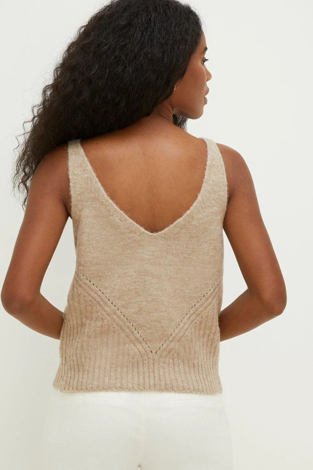 Hot Oasis Cosy Strappy Knitted Vest Oatmeal