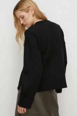 Fashion Oasis Cosy Turn Back Cuff Mock Neck Jumper Black