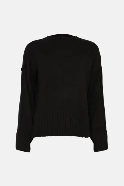 Fashion Oasis Cosy Turn Back Cuff Mock Neck Jumper Black