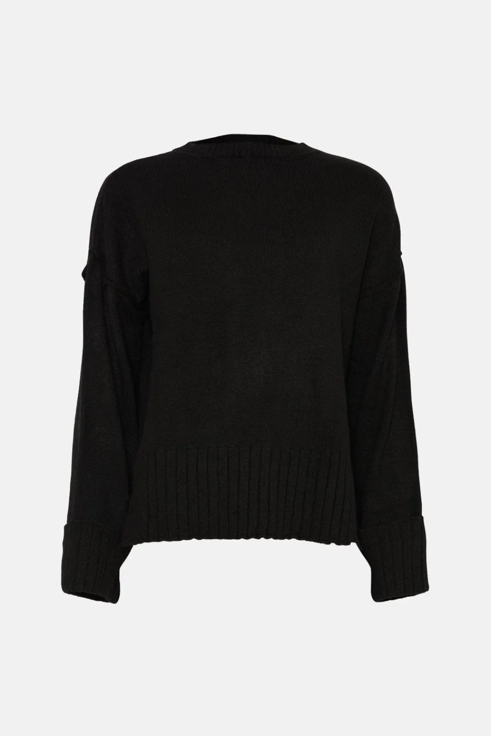 Fashion Oasis Cosy Turn Back Cuff Mock Neck Jumper Black