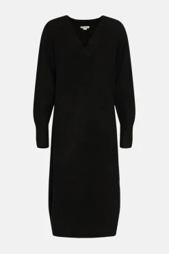 New Oasis Cosy V Neck Midi Jumper Dress Black