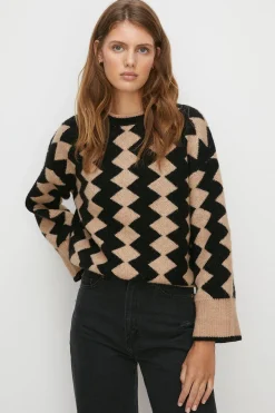 Online Oasis Cosy Vertical Zig Zag Knit Jumper Red