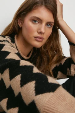 Online Oasis Cosy Vertical Zig Zag Knit Jumper Red