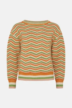 Discount Oasis Cosy Zigzag Stripe Crew Neck Jumper Multi