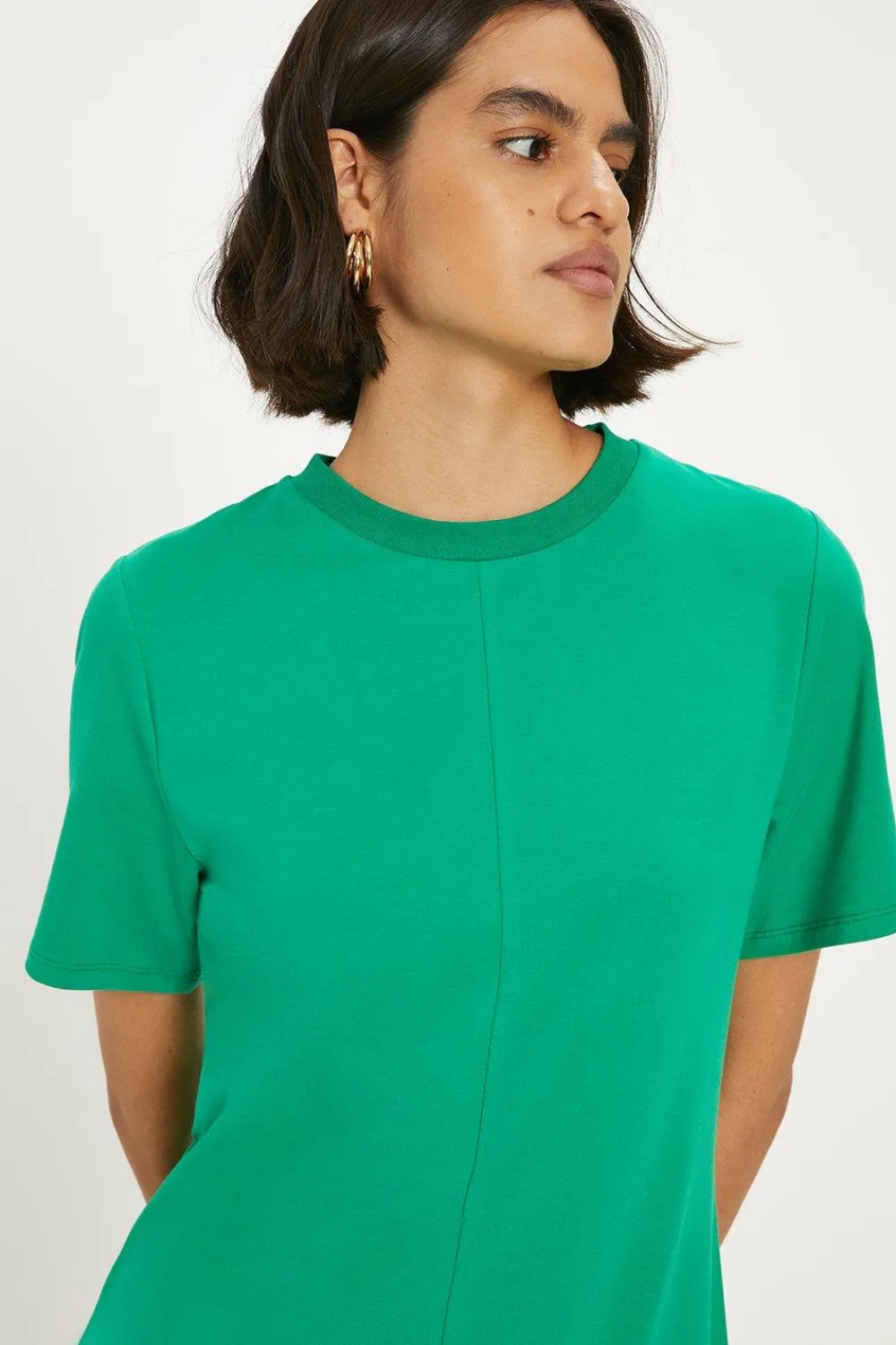Clearance Oasis Cotton Aline T-Shirt Midi Dress Green