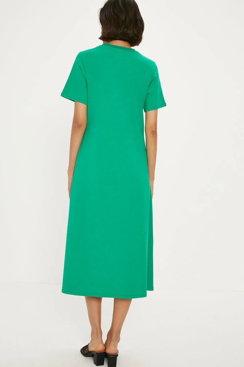 Clearance Oasis Cotton Aline T-Shirt Midi Dress Green