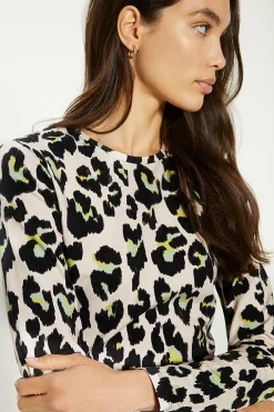 Best Oasis Cotton Animal Crew Neck Long Sleeve Top Multi