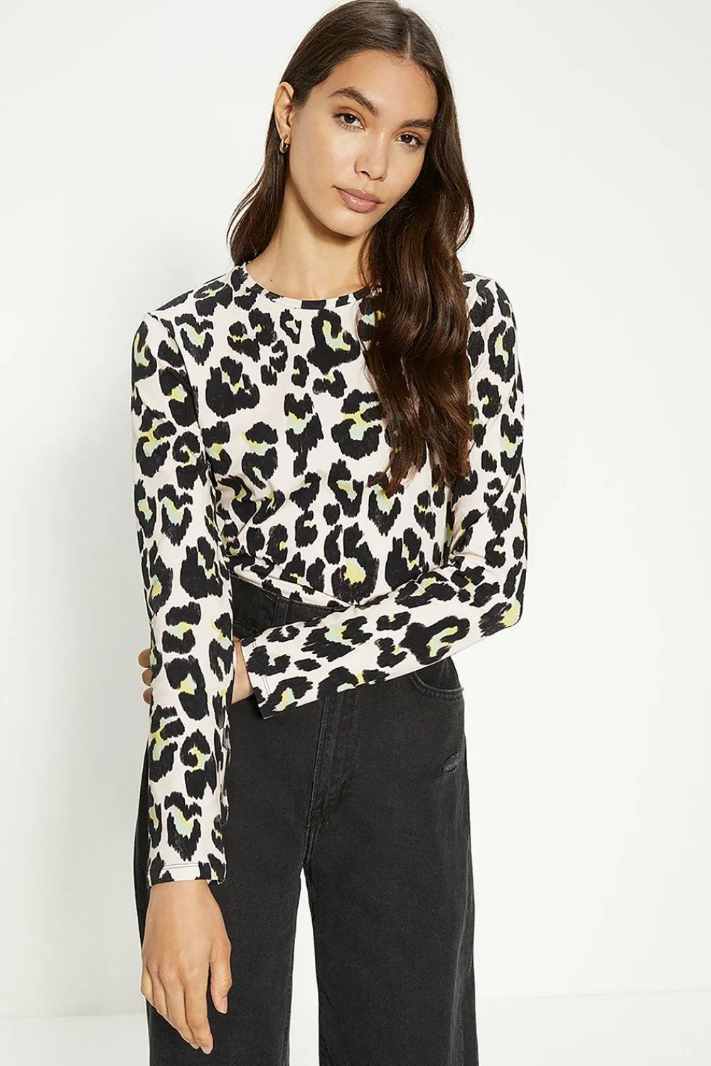 Best Oasis Cotton Animal Crew Neck Long Sleeve Top Multi