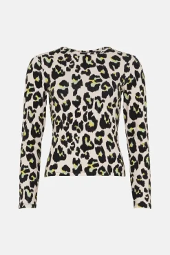 Best Oasis Cotton Animal Crew Neck Long Sleeve Top Multi