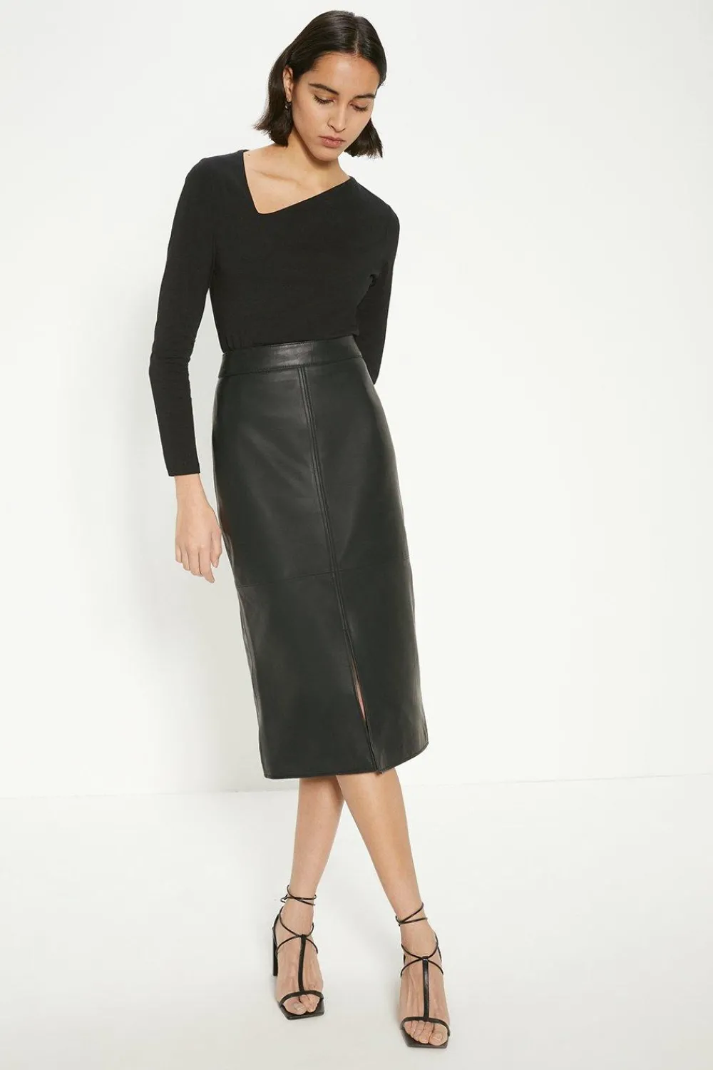 Online Oasis Cotton Asymmetric Long Sleeve Top Black