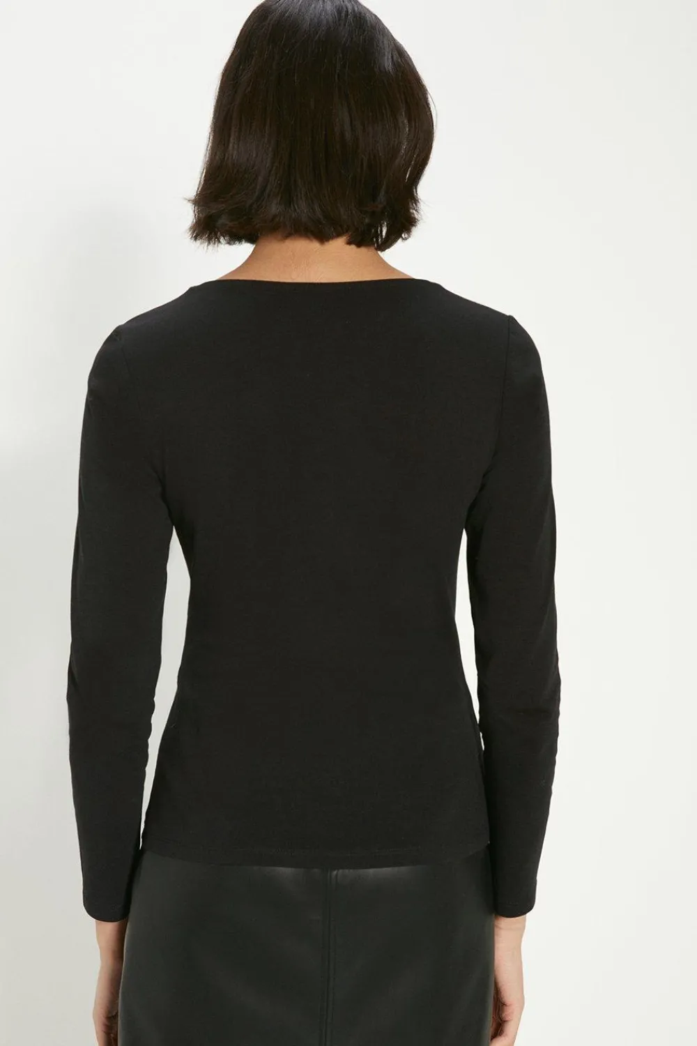 Online Oasis Cotton Asymmetric Long Sleeve Top Black