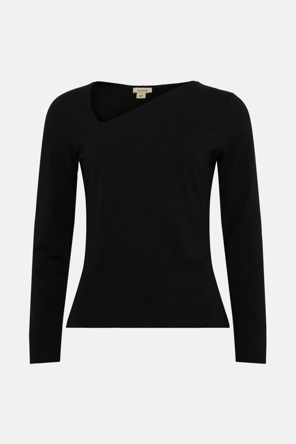 Online Oasis Cotton Asymmetric Long Sleeve Top Black